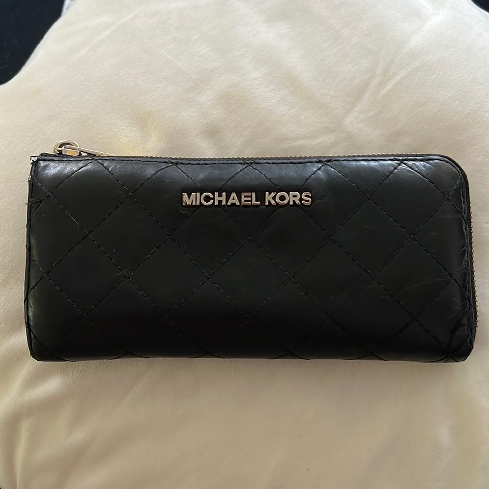 Michael Kors Black Quilted Leather Wallet